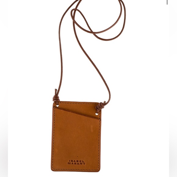 Isabel Marant Tan Leather Neck Wallet - Picture 1 of 6
